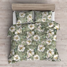 Lenjerie de pat din bumbac satinat Dunno 200x220 cm cu model floral