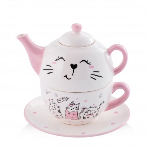 Ceainic cu infuzor si ceasca LOVECAT